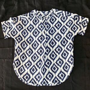 Stylish Geometric Navy and White Women's Blouse